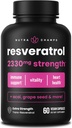 Supplément de resvératrol NutraChamps, formule extra-forte pour le vieillissement en santé, soutien immunitaire, 60 capsules végétaliennes avec trans-resvératrol, feuille de thé vert, extrait de graines d'açai et de raisin