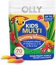 L'OLLY Enfants Multivitamine Gummy Worms, Santé globale et soutien immunitaire, Vitamines et Minéraux A, C, D, E, B et zinc, Supplément à croquer, Punch aux fruits acides, 45 jours d'approvisionnement - 70 Comte