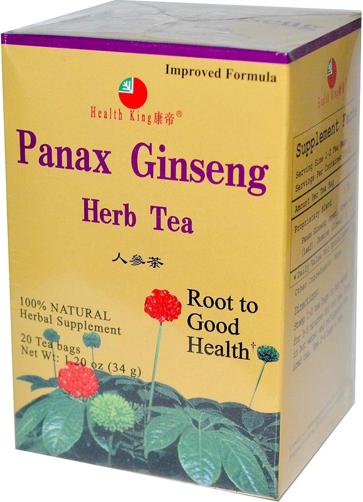 Thé à base de ginseng, sachets de thé, 20 Count Box