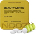 NOOZ Menthes de beauté - Menthe de biotine sans sucre pour la peau Glowing, les cheveux sains et les ongles forts - Juicy Pear Flavor