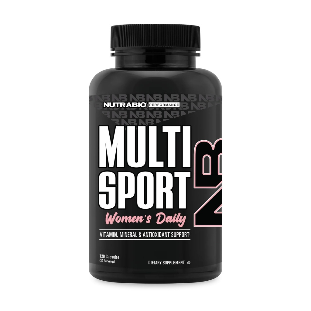 NutraBio Multisport pour femmes - Femmes Multivitamine - 33 Vitamines, Minéraux, Micronutriments - Riche en antioxydants - Soutient la performance athlétique de pointe, l'énergie, le métabolisme (120 capsules végétales)