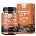 Capsules complexes avancées de champignons - 10X Lions Mane Complément Capsules avec Reishi, Chaga, Maitake & Shiitake pour la santé cérébrale Soutien et Focus - Nootropic pour la clarté mentale - 120 capsules