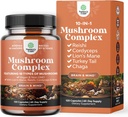 Capsules complexes avancées de champignons - 10X Lions Mane Complément Capsules avec Reishi, Chaga, Maitake & Shiitake pour la santé cérébrale Soutien et Focus - Nootropic pour la clarté mentale - 120 capsules