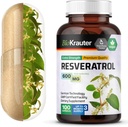 BIO KRAUTER Resveratrol Supplement Capsules 600 mg - 100 Compte - Source d'antioxydant naturel - 98 % Pure Trans Resveratrol Poudre - Vegan