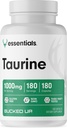 Taurine enroulée (1000 MG), Essentiels (180 portions, 180 capsules)