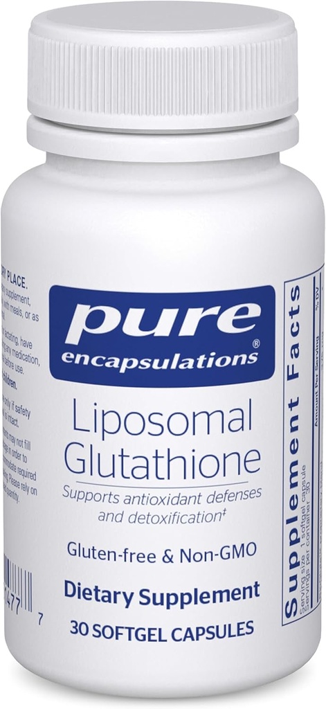 Encapsulations pures Glutathion liposomique - Soutien immunitaire et désintoxication hépatique* - Protection antioxydante - avec Setria Glutathion - Non-OGM - 30 Capsules Softgel