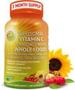 Capsules de vitamine C liposomique - 1500mg - Fabriqué avec cerises d'acérola biologique et Camu Camu, vitamine C à haute puissance Liposomique - Supplément de soutien immunitaire, absorption améliorée et biodisponibilité - 180 Compte