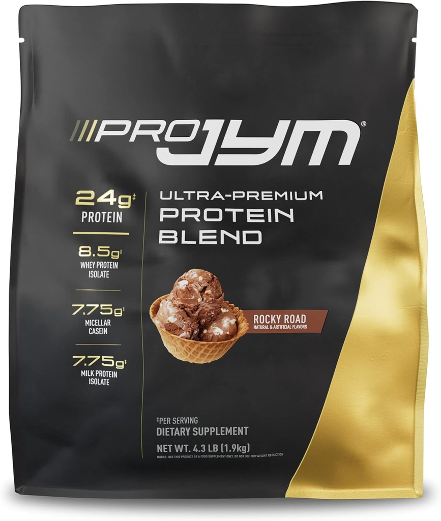 Pro JYM Rocky Road Protéines en poudre - Isolats de protéines de lactosérum, caséine et protéines du lait, construction de muscles maigres pour les hommes et les femmes, science supplément JYM, 45 portions