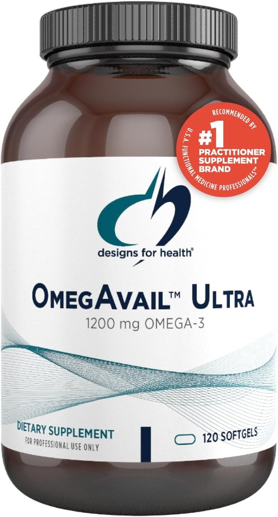 Conceptions pour la santé OmegAvail Ultra TG Huile de poisson 1200mg - Triglycéride Forme Omega 3 Supplément à l'huile de poisson avec DHA/EPA - Aucun arrière-goût de poisson (120 Softgels)