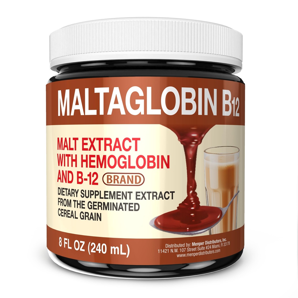 Maltaglobin Vitamine B12 Complément alimentaire, Soutien à l'hémoglobine, B12 Vitamines pour l'énergie, 8 fl oz, 1-Pack
