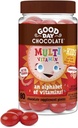 Good Day Chocolat Multivitamine complète pour les enfants, Supplément quotidien de vitamines A, B6, B12, C, D, E, Folate et Biotine, 2g de sucre, commerce équitable et chocolat non OGM, 80 pièces