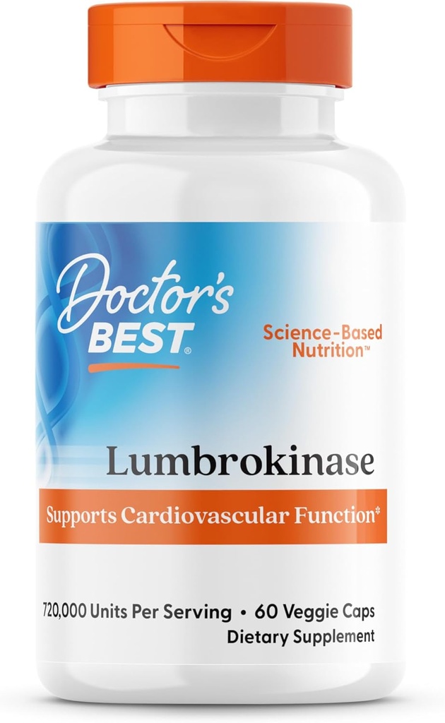 Médecins Best Lumbrokinase, soutient la fonction cardiaque, 720.000 unités par service, 60 Veggie Caps