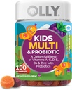 Gummy multivitamines et probiotiques pour enfants, soutien digestif, vitamines A, D, C, E, B, zinc, supplément à croquer, fleur de baie, approvisionnement de 50 jours - 100 Comte