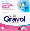 Comprimés croustillants pour enfants gravols pour nausées, stomach relevé et soulagement de la maladie du mouvement, sans colorant, saveur de cerise, 2 à 12 ans, 18ct