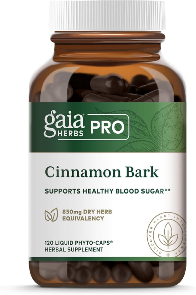 Gaia Herbs Pro Cinnamon Bark - Soutient un métabolisme sain - bio, végétalien, sans soja et sans gluten - 120 capsules de Phyto liquide (120 portions)