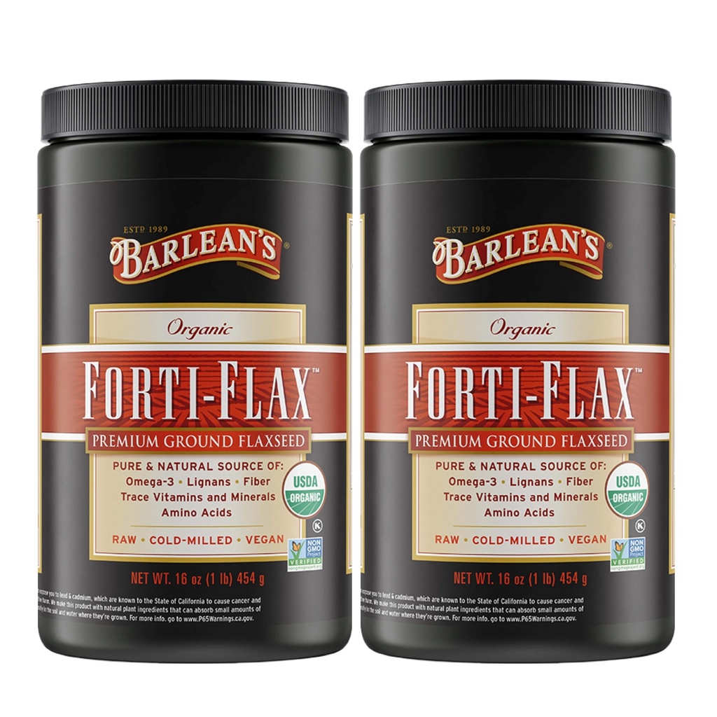 Graine de lin biologique Forti-Flax de Barlean, Graines crues entières, supplément Oméga-3 avec Lignans et fibre alimentaire, graines de lin en vrac, 16 oz, 2 paquets