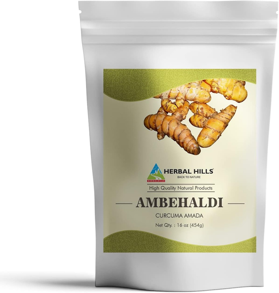 HERBAL HILLS Ambehaldi Poudre Turcuma Poudre/Amba Haldi/Curcuma Amada/Curcuma Longa/ Curcumin thurcuma