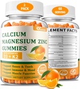 (2 Pack) Gommies de zinc de magnésium de calcium avec vitamine D3 et K2 - Gommies de calcium sans sucre pour les femmes et les hommes - Soutien osseux et immunitaire - Non-OGM, sans gluten, aromatisé orange - 120 Compte