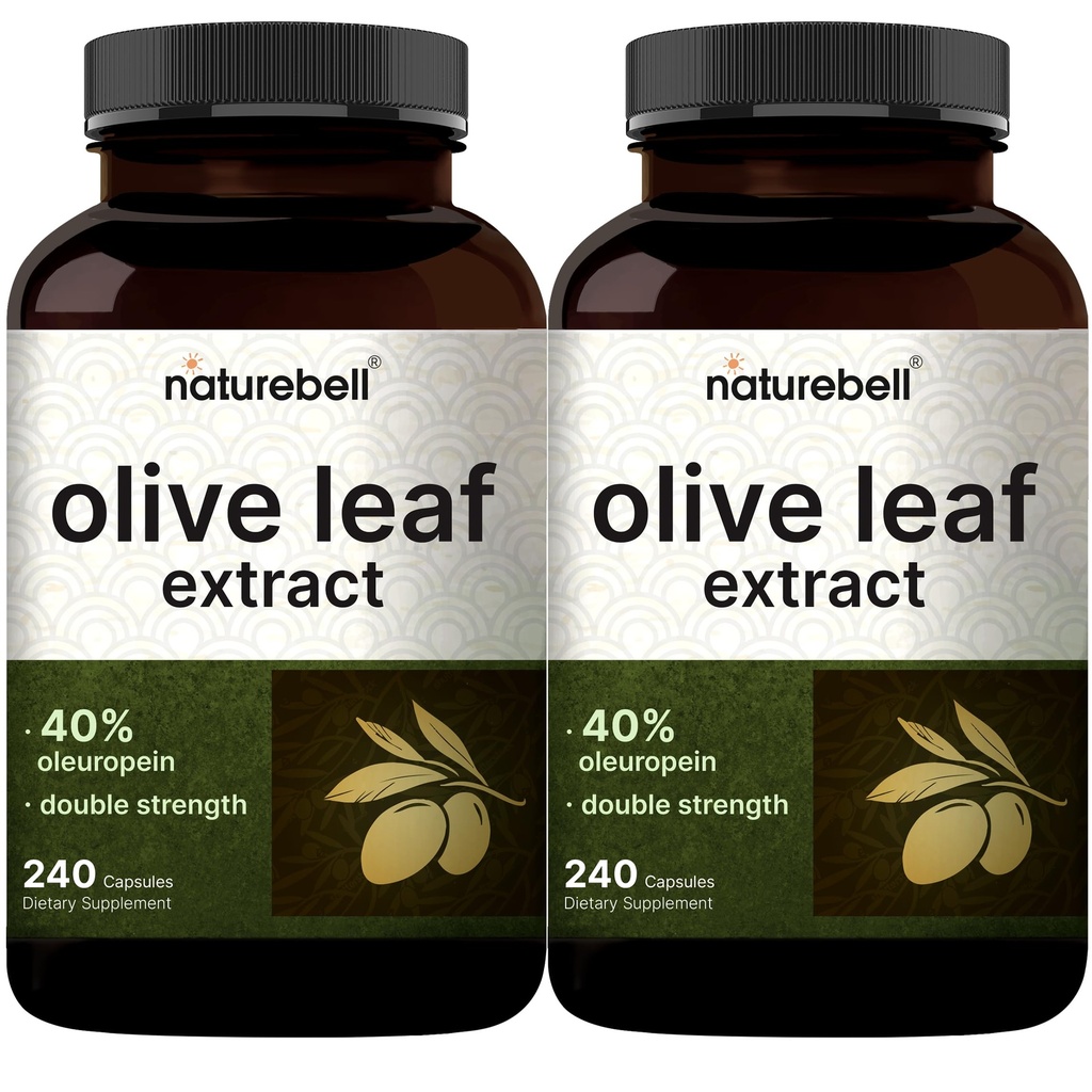2 Pack Olive Leaf Extract 30000mg, 480 Capsules totales de 40% Oleuropein actif, 50:1 Équivalent à base de plantes – Riche en polyphénol et antioxydants flavonoïdes pour la santé immunitaire et cardiaque – Non-OGM
