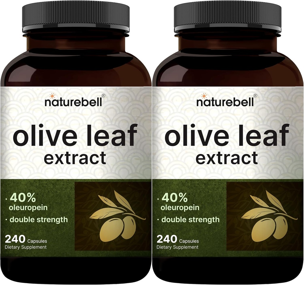 2 Pack Olive Leaf Extract 30000mg, 480 Capsules totales de 40% Oleuropein actif, 50:1 Équivalent à base de plantes – Riche en polyphénol et antioxydants flavonoïdes pour la santé immunitaire et cardiaque – Non-OGM