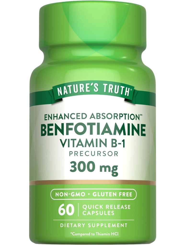 La vérité de la nature Benfotiamine: 300mg: 60 Nombre: Supplément sans OGM et sans gluten: