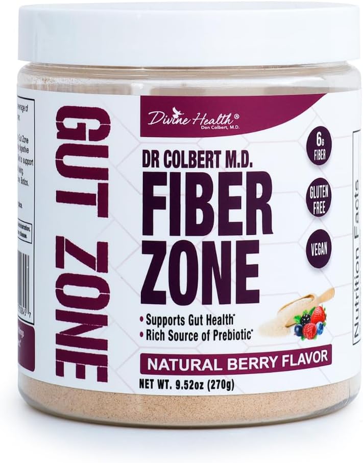 Dr Colbert MD Fiber Zone Powder (en poudre) Berry Flavor (en poudre) Prébiotiques, insolubles et solubles (en fibre) Psyllium Husk (en poudre) Inulin (en anglais) Recommandé dans la zone de Keto Diet & Healthy Gut Zone (en anglais) 9.52 oz