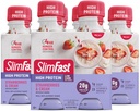 SlimFast Advanced Nutrition Meal Replacement Protein Shake - Ready To Drink, Pink, Strawberries & Cream, 4 Bottles (Pack of 3)