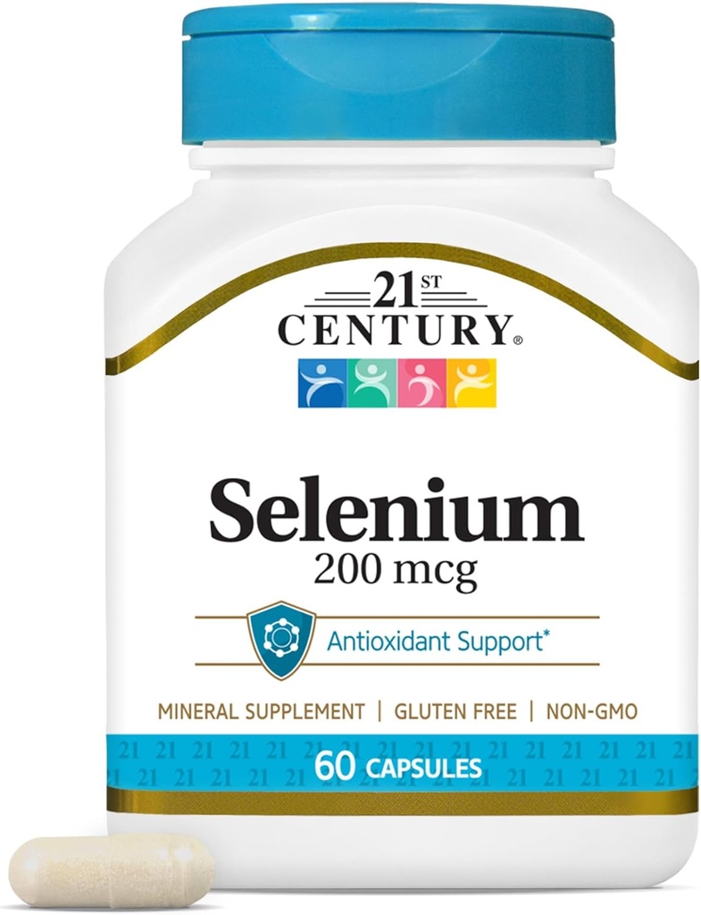 21ème siècle Sélénium 200 mcg Capsules, 60 Compte