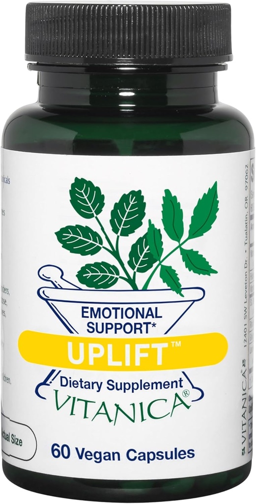 Vitanica Uplift, Mood and Emotional Support, Vegan/Vegetarian, 60 Capsules