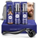 Kit cadeau de barbe - Huile, Lash,Conditionneur, Roller (longueur de la needle: 0,25mm) pour barbe, Sac de rangement,Coffret cadeau de moustache pour petit ami Épouse Pères Papa Hommes Lui