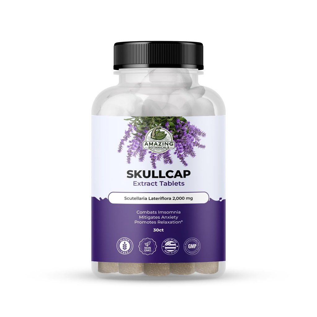 Amazing Botanicals Crâne 10X Comprimés d'extrait 2000 mg - Supplément à base de plantes à haute puissance pour la détente et le bien-être - 30 comprimés
