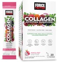 Facteur de force Collagen boosting superfoods avec biotine, acide hyaluronique, bambou, et les cheveux, la peau, et les ongles vitamines, le renforcement des ongles et supplément de peau, saveur de fruits tropicaux, 20 paquets de bâton