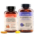 NatureWise Curcumin Turmeric 2250mg & Huile de lin 1200mg Oméga 3 6 9 Softgels pour le soutien articulaire, cardiaque et immunitaire [1 & 2 mois]