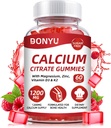 Citrate de calcium 1200mg Gummées avec vitamine D3: avec calcium Magnésium Zinc Vitamine D3 K2 pour Immune musculaire osseuse - Absorption ultime Supplément de calcium pour les femmes et les hommes, sans sucre