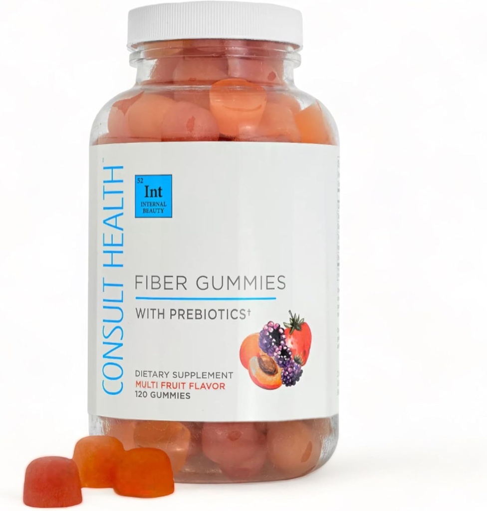 Consulter Santé Supplément de fibre Gommies - Sans sucre Multi Fruits Saveur - 6g Mélange de fibre prébiotique à base de plantes - 120 Compte
