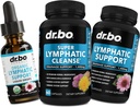 Suppléments de drainage lymphatiques Pills & Drops - Soutien Lymphatique Organique Drops Liquides Nettoyer Capsules avec Echinacea, Ginger, Dandelion, Supplément de racine rouge Lymph Node Nettoyer Système Drainage