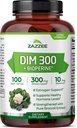 Zazzee DIM 300 mg Par Capsule, 100 Compte, Plus 10 mg BioPerine, Équilibre Estrogène, Acné hormonal, Soutien à la ménopause, Équilibre hormonal, Diindolylméthane, Vegan, All-Natural, Non-OGM, Fabriqué aux États-Unis