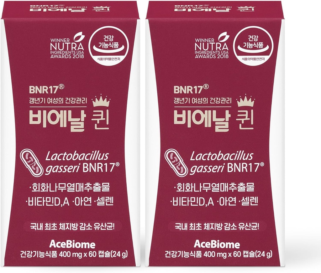 Bnr Queen, Soutien ménopausique probiotique pour les femmes, 10 milliards d'UCF garantis, Lactobacillus gasseri BNR17, 60Capsules x 2packs
