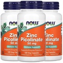 Nourriture maintenant Nourriture Picolinate de zinc, 50 mg, 120 capsules de légumes, 3 boîtes