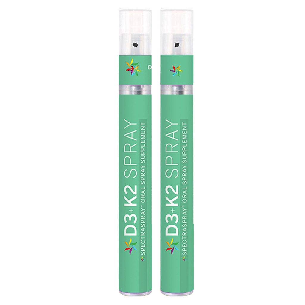 Spectraspray Vitamine D3 + K2 Spray 2 Pack - MenaQ-7 K2 Vitamine orale Soutien à la vie saine, 60 jours d'approvisionnement Total