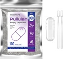 Pullulan Capsules vides Taille 000 - Capsules Vegan Capsules vides (100 Nombre) Capsules vides Bricolage Gélule végétale Remplissage - Capsules veggie Caps vides avec 2 cuillères Micro Lab pour remplir la capsule