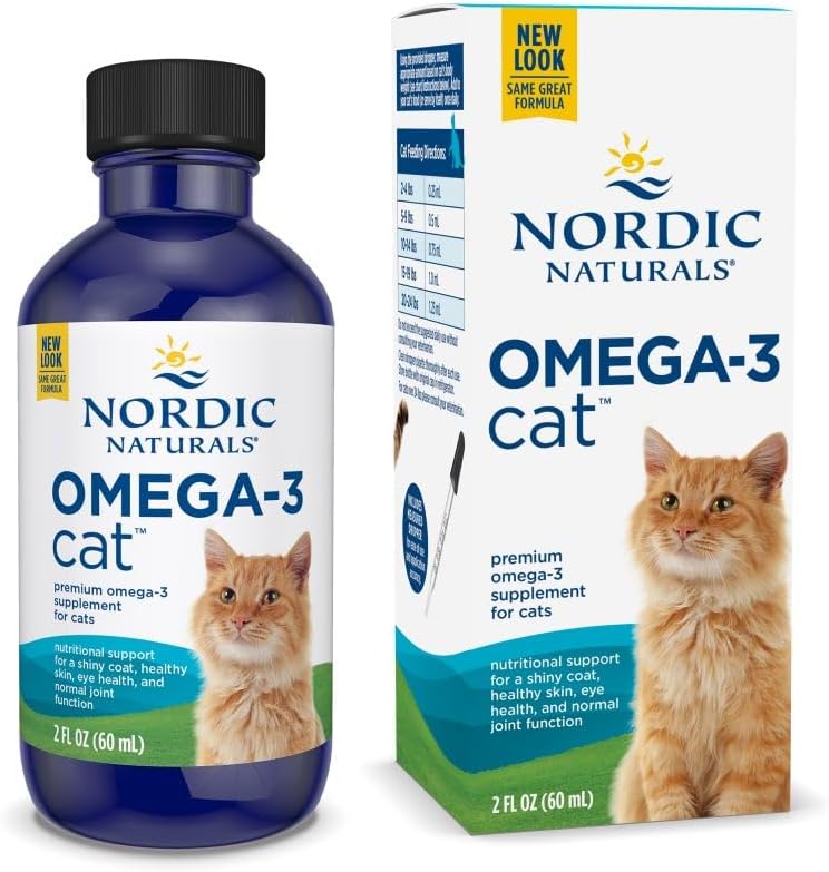 Nordic Naturals Omega-3 Chat, non aromatisé - 2 oz - 304 mg Omega-3 Par 1 mL - Huile de poisson pour les chats avec EPA et DHA - Promotion de la santé du coeur, de la peau, du manteau et de l'Immune - Non-OGM
