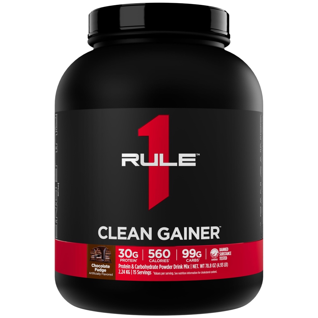 Règle 1 Gaineur propre - Formule de gain de maigre à haute protéine avec 560 calories, 30g de protéines de plein spectre, plus de 90g de glucides, moins de 6g de gras (15 portions, fudge de chocolat)