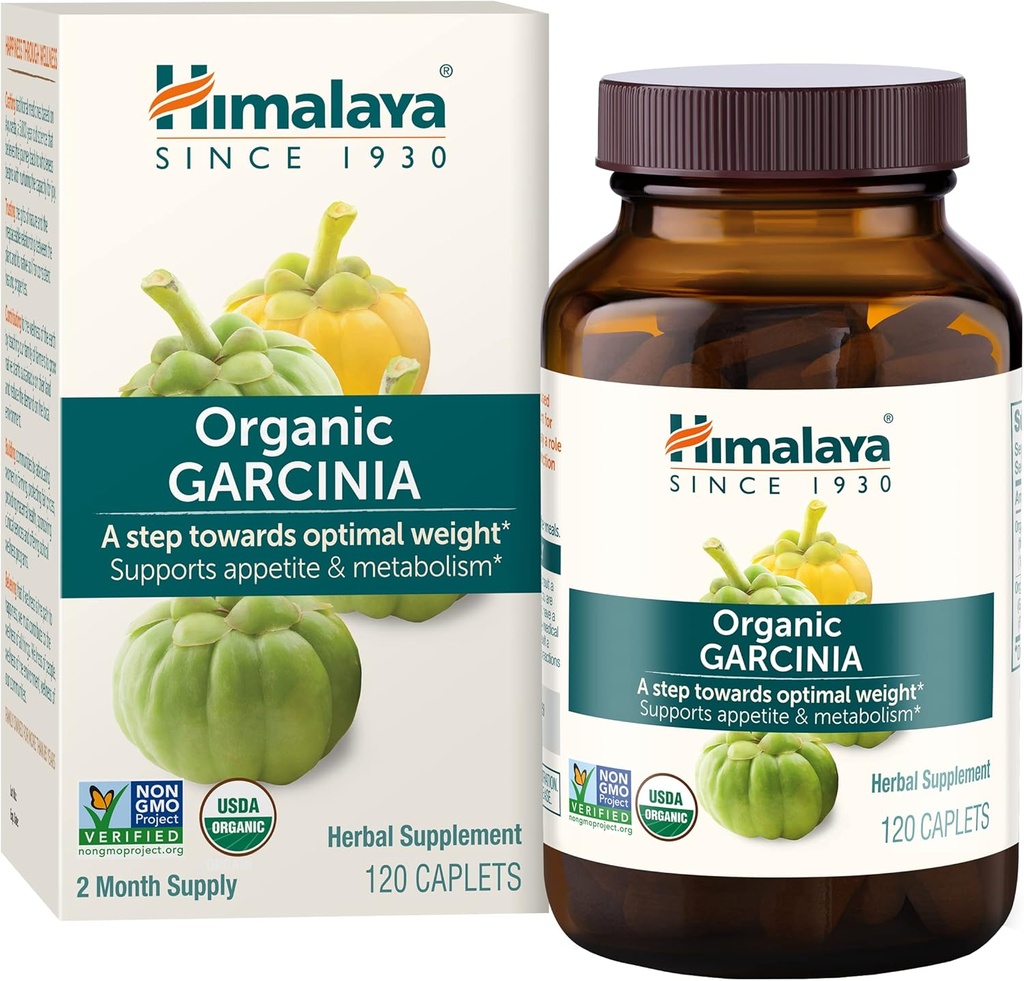 Supplément à base de plantes de l'Himalaya Bio Garcinia Cambogia, soutien de l'appétit, métabolisme lipidique, soutien du poids, USDA Organic, non-OGM, végétalien, 600 mg, 120 Caplets à base de plantes