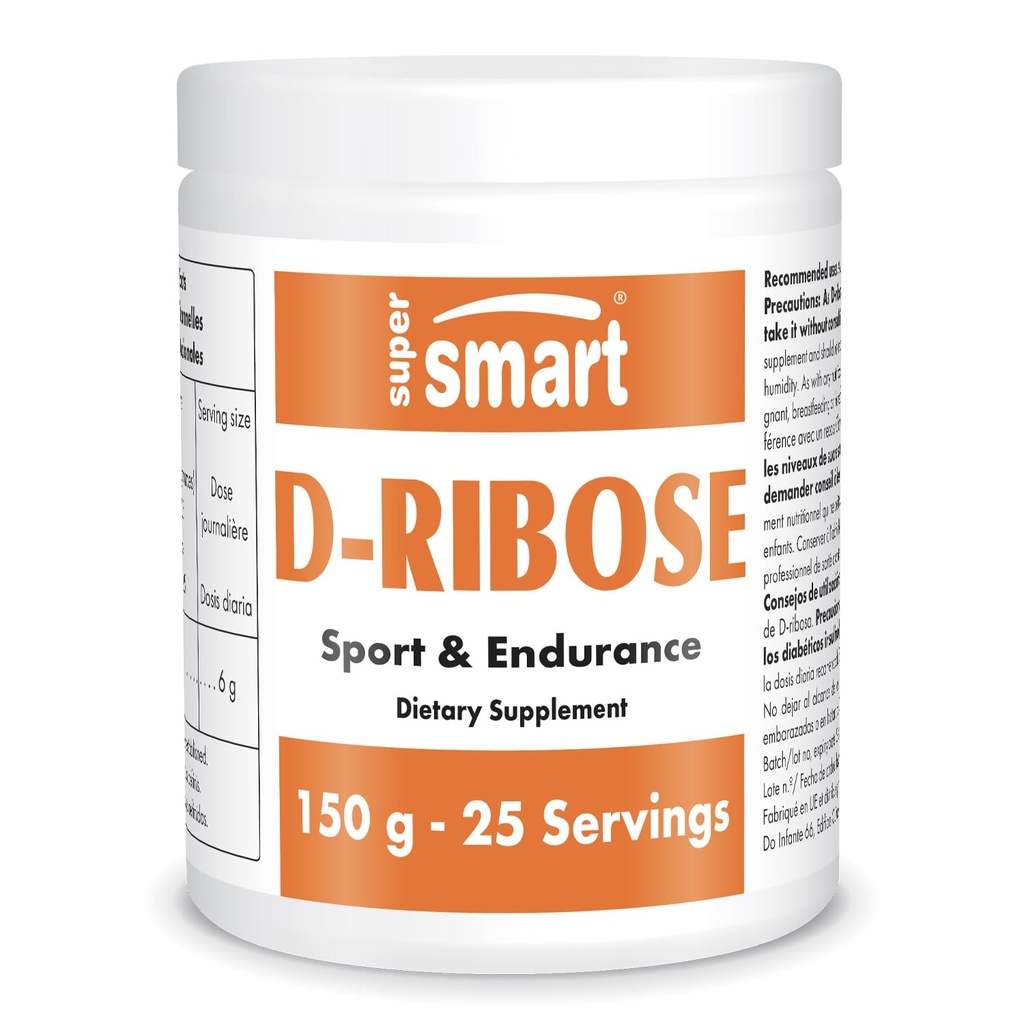 Supersmart - Poudre de D-Ribose (sucre naturel) 6gm par jour - Synthèse et production ATP - Combustible universel pour l'énergie