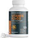 Bronson Vitamine K2 D3 (MK7) Supplément Formule non-OGM Vitamine D3 5000IU (125 mcg) et 90 mcg K2 MK-7, Complexe D & K facile à avaler, 120 comprimés