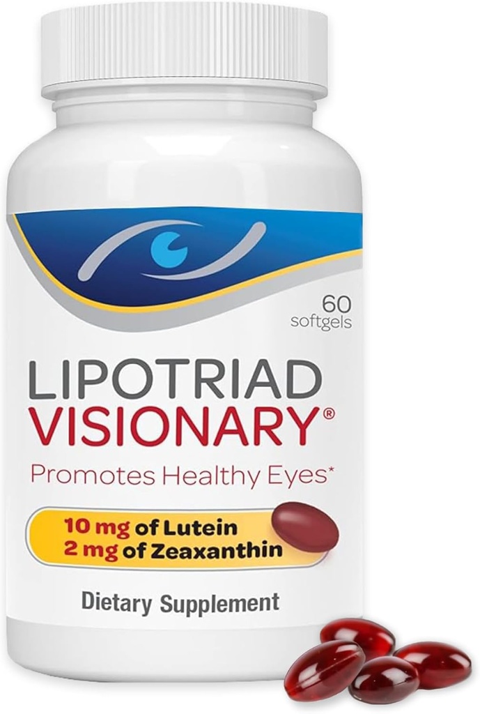 Lipotriad Visionary Eye Vitamins – 60 Capsules – Lutein and Zeaxanthin Supplements with Other AREDS 2® Ingredients to Support Eye Health