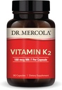 Dr Mercola Vitamine K2-180 mcg Vitamine K2 comme MK-7 - Soutient la santé artérielle et la santé cardiaque - Non-OGM, sans gluten et sans lait - 90 capsules (90 portions)