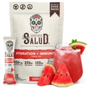 Salud 2-en-1 Hydratation et immunité Electrolytes Poudre, Pastèque Margarita - 15 portions, Agua Fresca Mélange de boissons, Elderberry, Laiterie et sans soja, Non-OGM, Sans gluten, Vegan, Basse-Californie, Sucre 1G