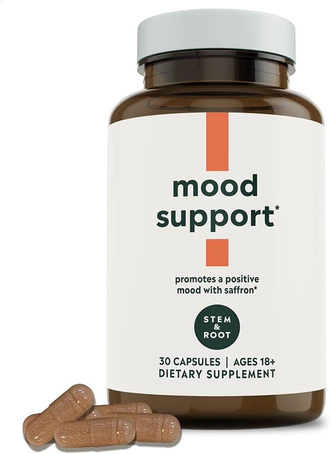 Stem & Root Mood Support Supplement with Saffron | Promotes a Positive, Balanced Mood | Increases Feel-Good Neurotransmitters & Calms Your Nervous System, 30 Capsules (1 Month Supply)